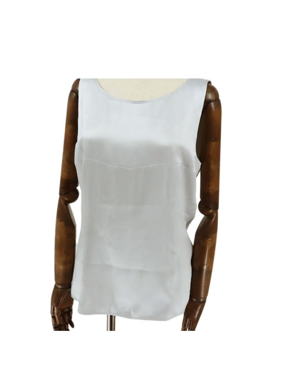 Chanel Sleeveless Top Silver Silk Tank Top 38